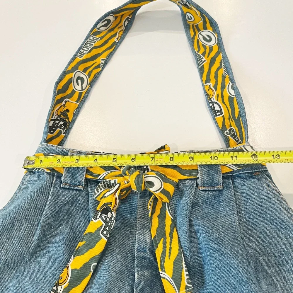 Green Bay Packers Custom Denim Hobo Bag Repurposed Jean Purse NFL Fan Gear